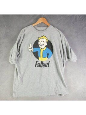 Bethesda Shirt Mens XXL 2XL Gray Graphic Fallout Vault Boy Tee Gaming